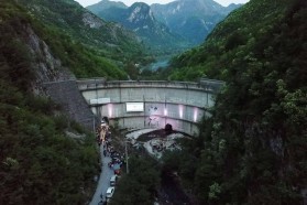 About 500 people at the Blue Heart premiere, screened on the dam wall of the Idbar Dam, close to Konjic in Bosnia and Herzegovina